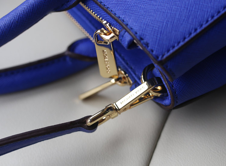 MK2014专柜新款杀手包出货 电光蓝原版十字纹牛皮 手提女包