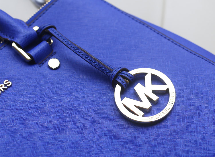 MK2014专柜新款杀手包出货 电光蓝原版十字纹牛皮 手提女包