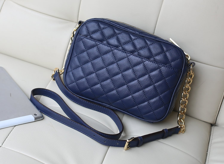 MK包包批发 新款深蓝色铆钉羊皮单肩包斜挎包时尚欧美女包
