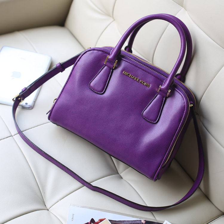 MK包包批发 MK2014新款双拉链贝壳包 进口牛皮女包手提包 紫色 