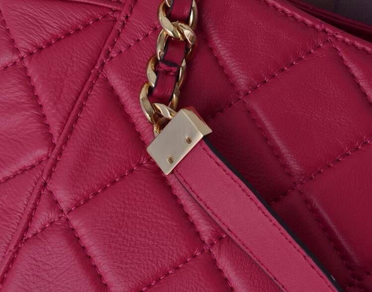Michael Kors 2014新款女包 原版羊皮链条单肩手提包 玫红