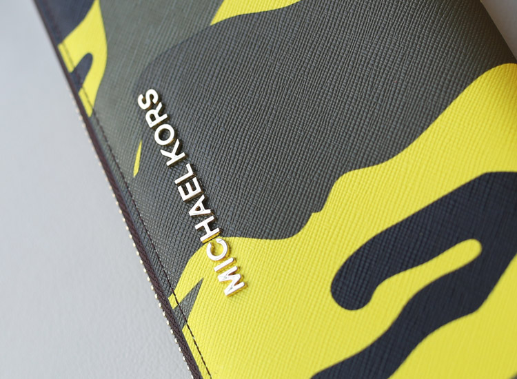 MK2014专柜同步新款钱包 原版牛皮迷彩系列钱包拉链手包 黄色