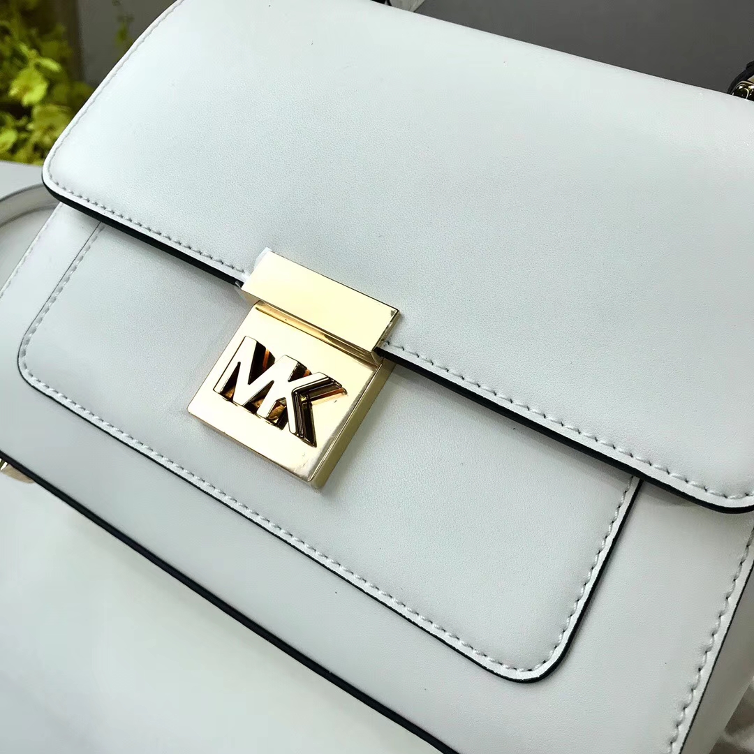 厂家直销 MK迈克科尔斯白色牛皮手提女包Mindy手袋单肩斜挎包22cm