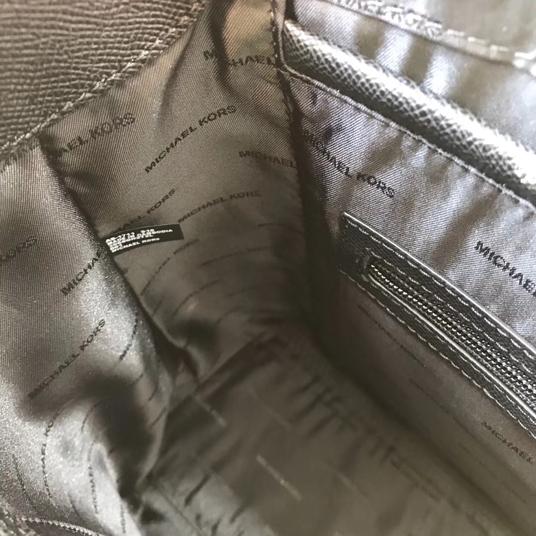 迈克科尔斯包包 MK黑色进口十字纹牛皮单肩女包新款购物袋33CM